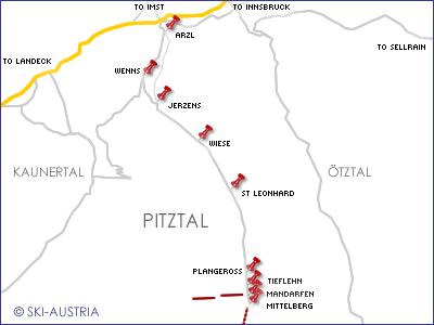 Map Of 3 Valleys Ski Area. Ski Austria. Pitztal Map