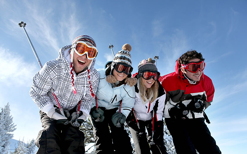 Beginner skiers in Austria