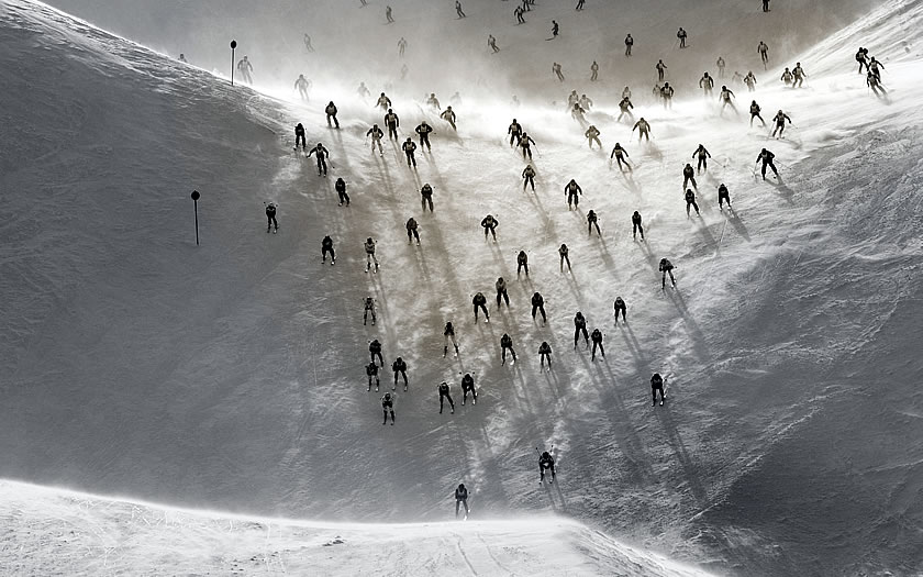 The 'White Thrill' ski race - an annual event in St Anton am Arlberg.